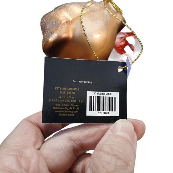 Robert Stanley Glass Christmas Ornament Dachshund Weiner Dog Red Ribbon Glitter - Picture 8 of 8